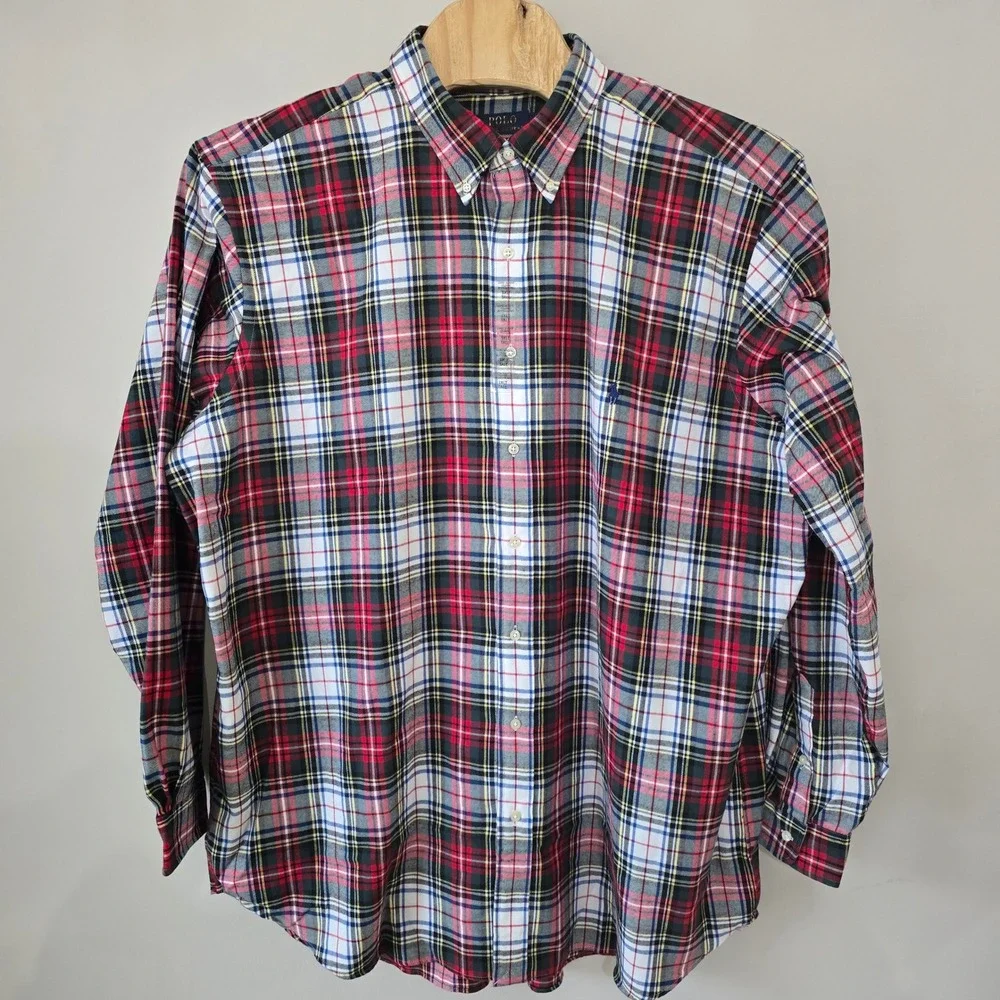 Polo Ralph Lauren Performance Plaid Button Down Shirt Men's 3XLT Red Blue Green